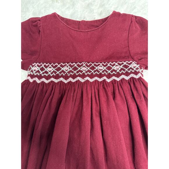 Edgehill Collection Burgundy Smocked Baby Dress hoilday formal – 9M Cotton - Picture 2 of 10